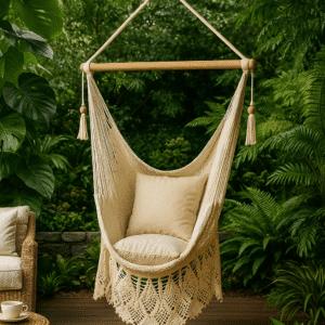 Silla colgante blanco crudo borde lujo SKU0003