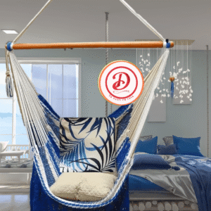 Silla colgante azul con blanco borde lujo SKU 0004