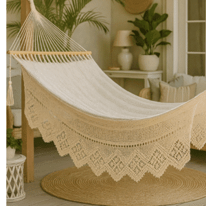 Hamaca blanca borde zig zag SKU0023
