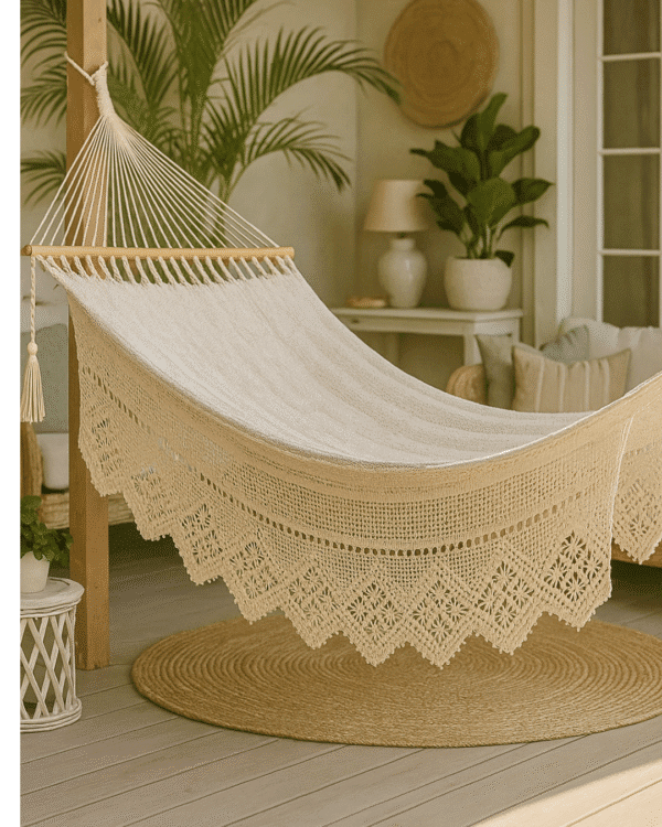 Hamaca blanca borde zig zag SKU0023