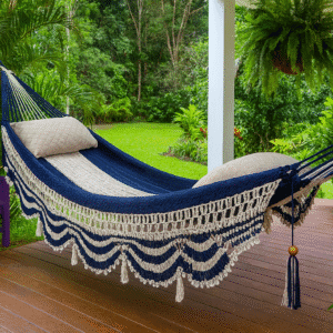 Hamaca azul marino con blanco sin madera